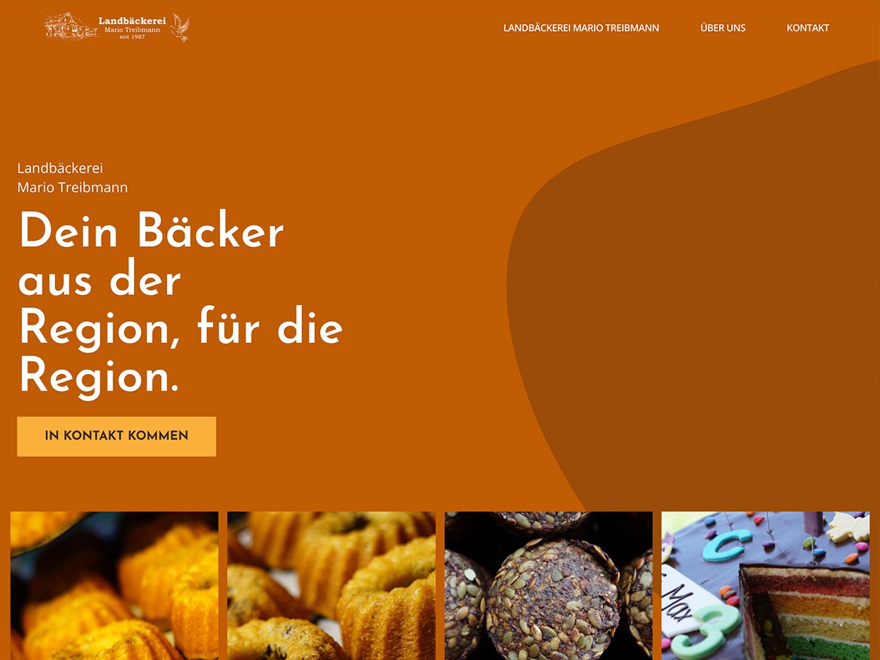 Hero section of Landbackerei Treibmann - A 2022 web design project by Egoy Magnaye, offering affordable web design services for small businesses."