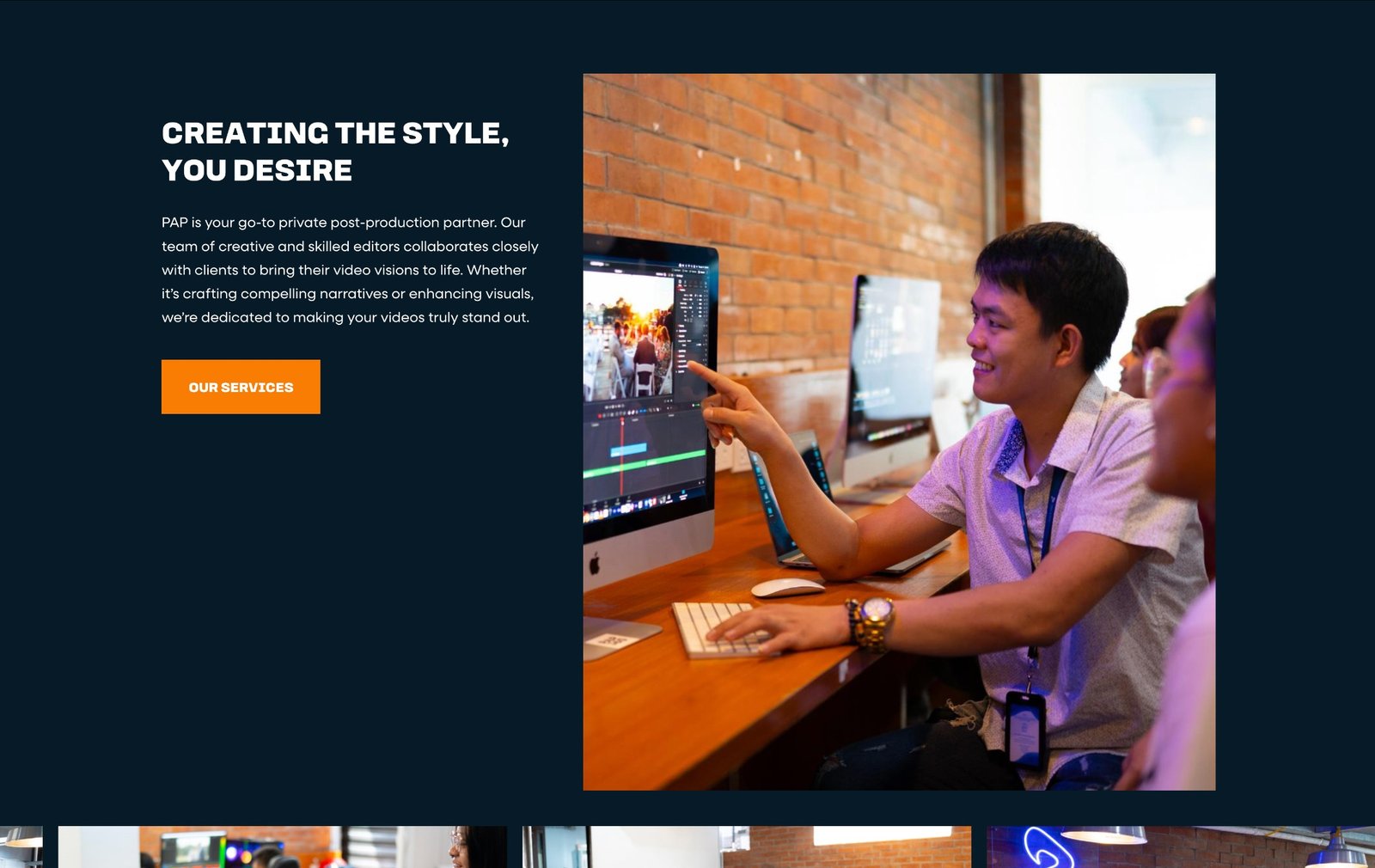 Overview of About design of a video production website