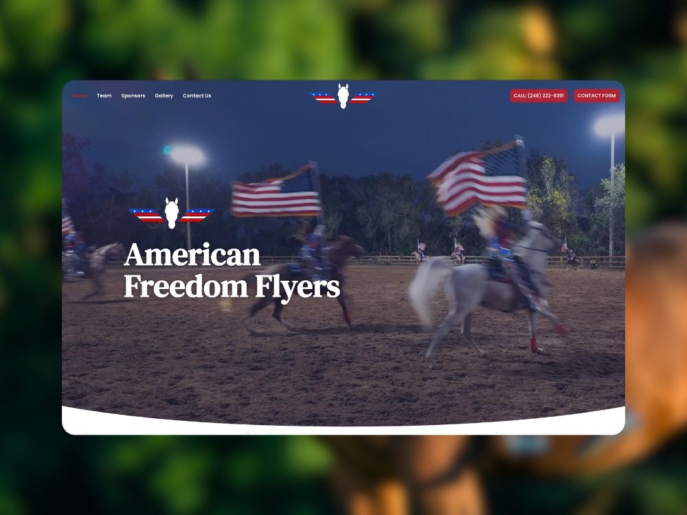 Preview image for American Freedom Flyers. A website for horse drill team.
