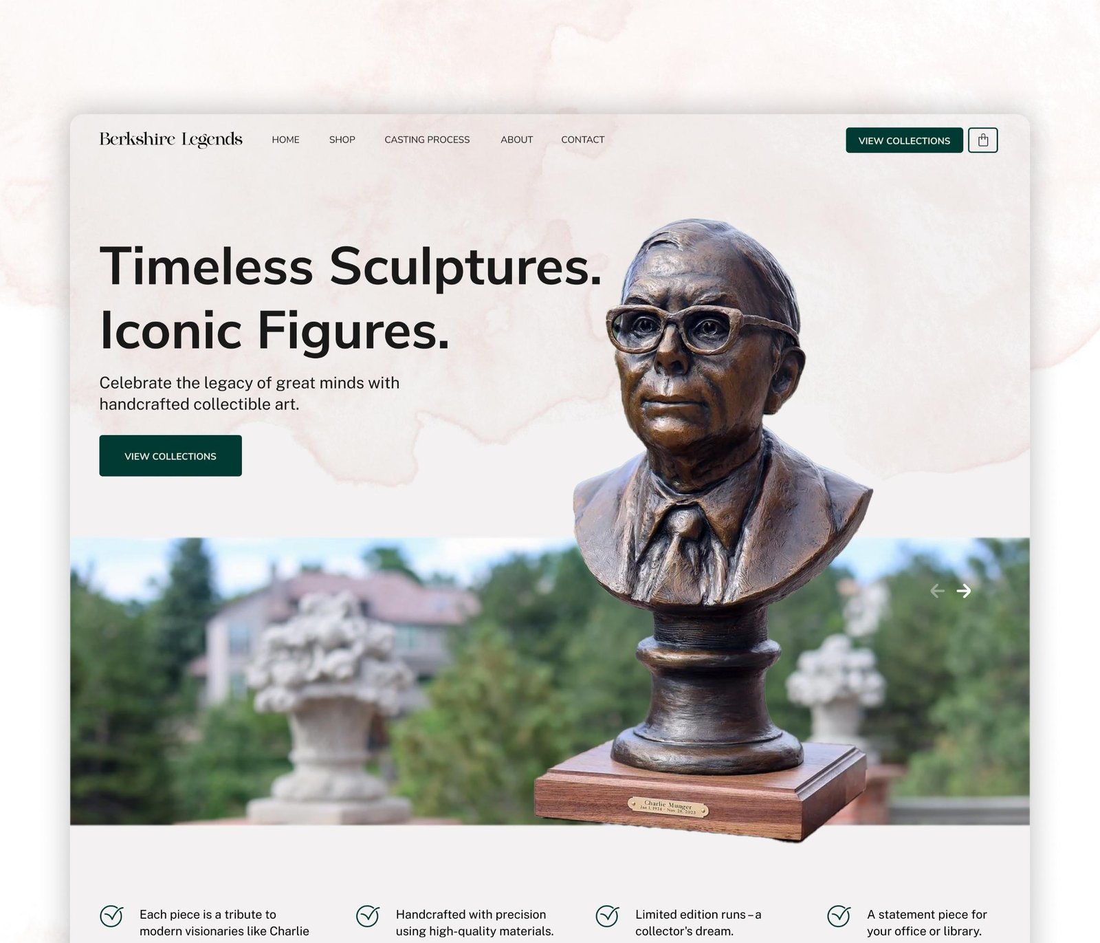 Image of Berkshire Legends home page design (slice - 1). This is an e-commerce web design project.