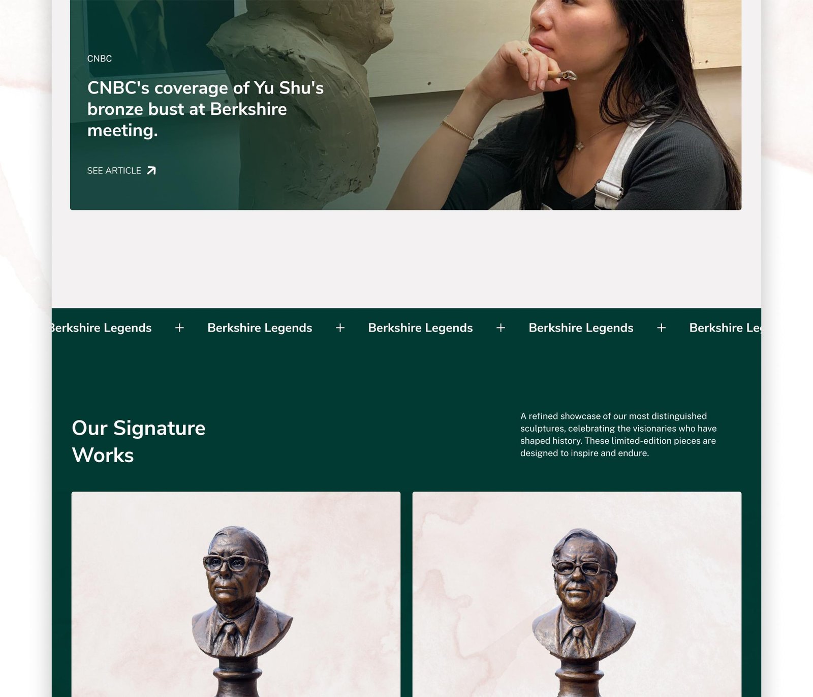 Image of Berkshire Legends home page design (slice - 3). This is an e-commerce web design project.