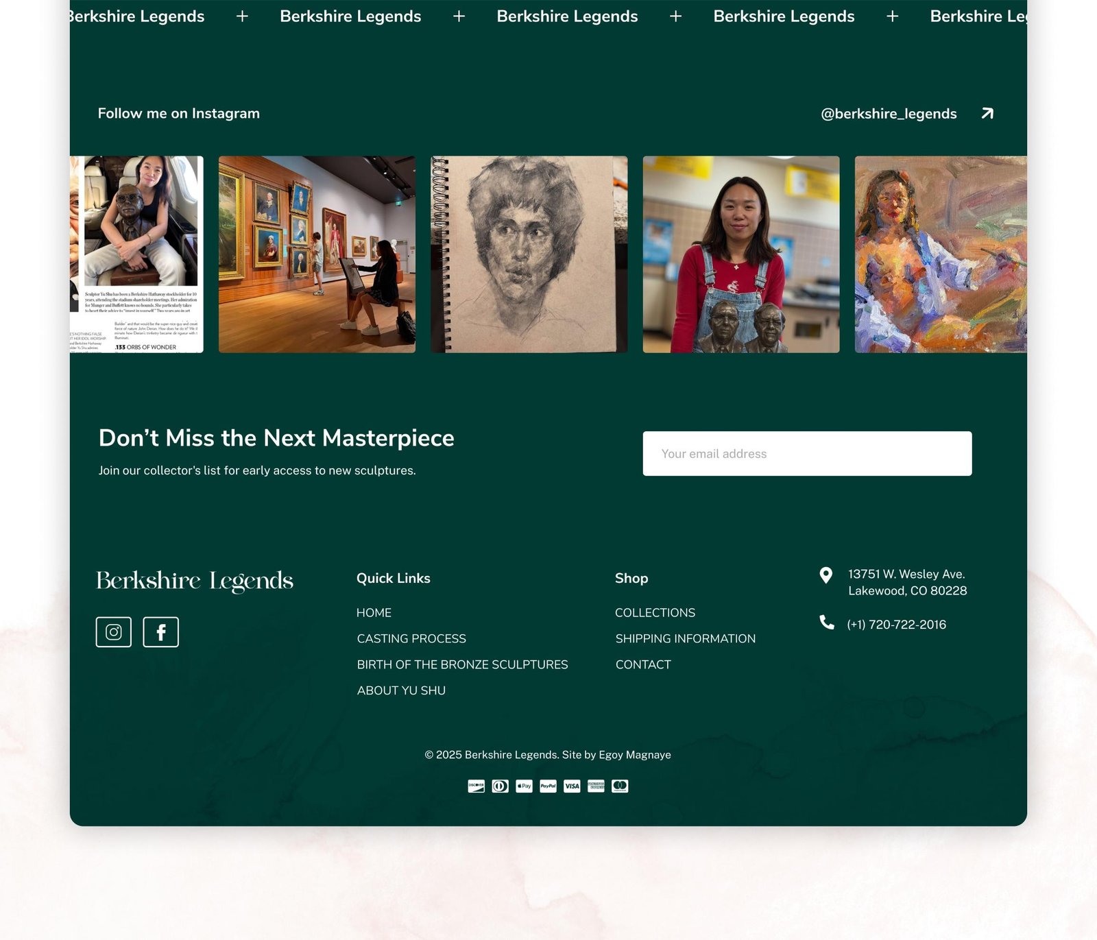 Image of Berkshire Legends home page design (slice - 6). This is an e-commerce web design project.